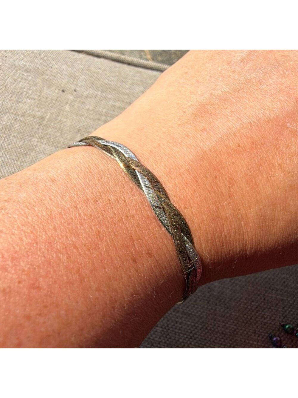 Vintage Milor Italy 925 Sterling Silver Tri Color Braided Herringbone Bracelet